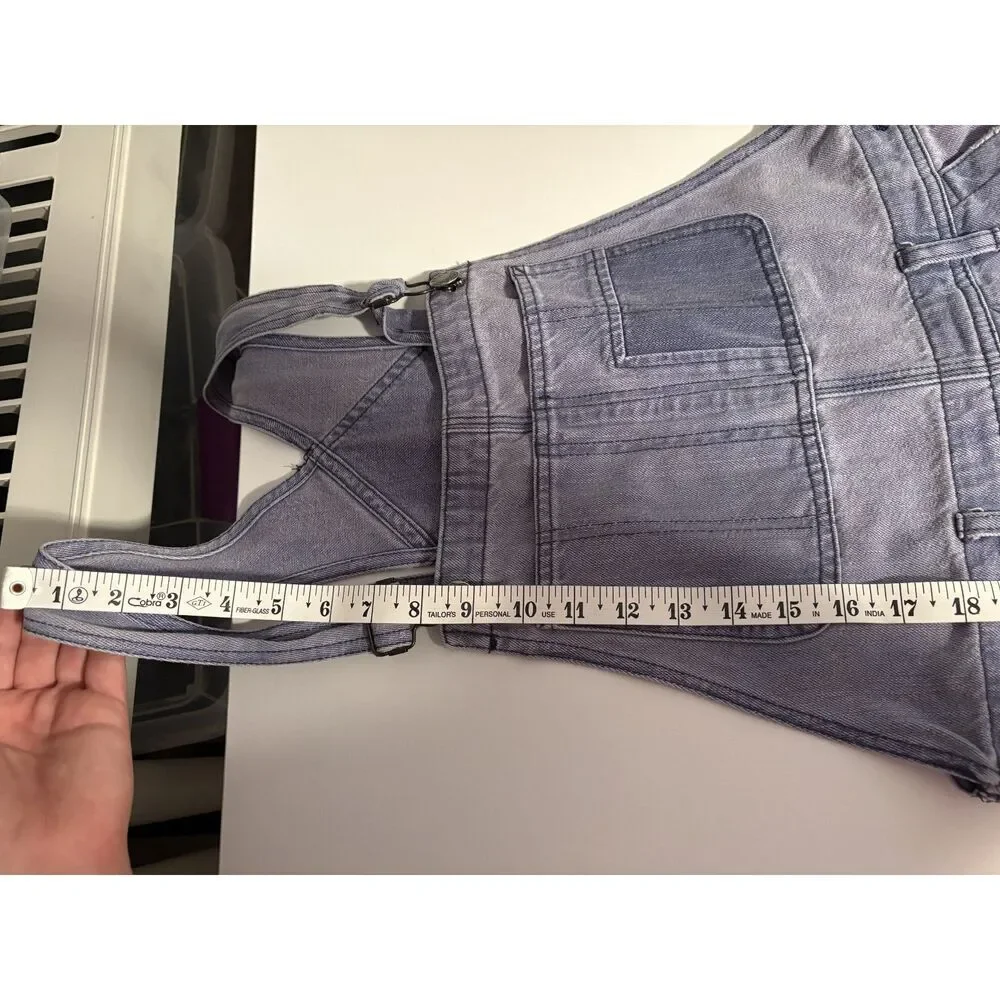 We The Free Vintage Wash Denim Overalls | Distressed Patchwork
